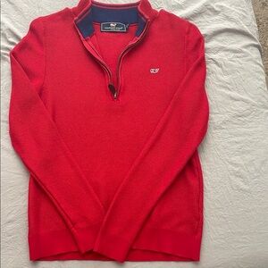 Vineyard Vines Boys Bright Red Zip-Up Sweater